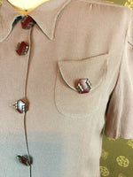 1940s Deco Button Blouse