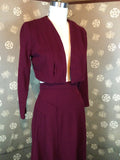 1930s Burgundy Cropped Jacket & Skirt Set