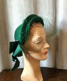 1950s Forest Green Veiled Hat