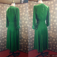 1930s/40s Emerald Green Velvet Dress