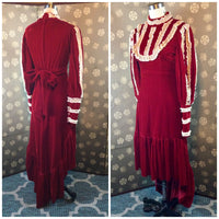 1960s Red Velvet Dress with Uneven Hem