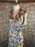 1940s Floral Rayon Jersey Dress