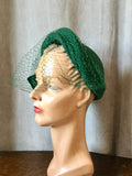 1950s Forest Green Veiled Hat