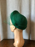 1950s Forest Green Veiled Hat