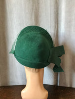 1950s Forest Green Veiled Hat