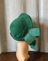 1950s Forest Green Veiled Hat