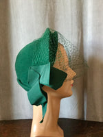 1950s Forest Green Veiled Hat