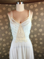 1950s Pale Blue Chiffon Peignoir Set