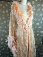 1970s Bob Mackie Marabou Trimmed Peignoir Set