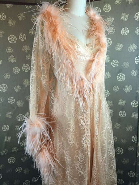 1980's Bob Mackie for Glydons Lilac Lace Peignoir Set For Sale at 1stDibs
