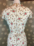 1940s Roses Novelty Print Dress with Asymmetric Shirring