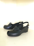 1940s Black Wedge Sandals