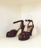 1940s Maroon Suede Platforms