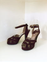 1940s Maroon Suede Platforms