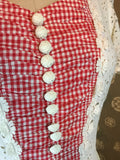 1940s Eyelet and Gingham Dress