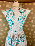 1950s Floral Border Print Dress