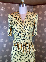 1940s Rayon Jersey Print Dress