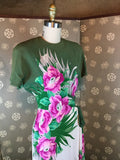 1940s Tropical Print Cocktail Dress