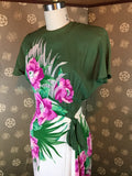 1940s Tropical Print Cocktail Dress