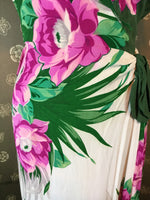 1940s Tropical Print Cocktail Dress