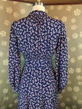 1930s Rayon Print Long Sleeve Dress