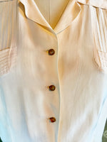 1940s Button Front Rayon Blouse