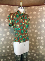 1940s Rayon Print Blouse