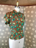 1940s Rayon Print Blouse