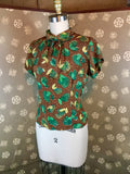 1940s Rayon Print Blouse