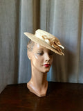 1940s Straw Boater Style Tilt Hat