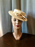 1940s Straw Boater Style Tilt Hat