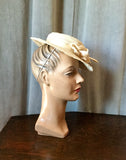 1940s Straw Boater Style Tilt Hat