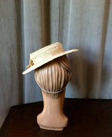 1940s Straw Boater Style Tilt Hat