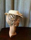 1940s Straw Boater Style Tilt Hat