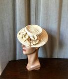 1940s Straw Boater Style Tilt Hat