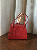 1940s Red Reptile Purse