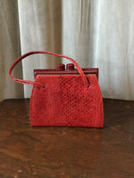 1940s Red Reptile Purse