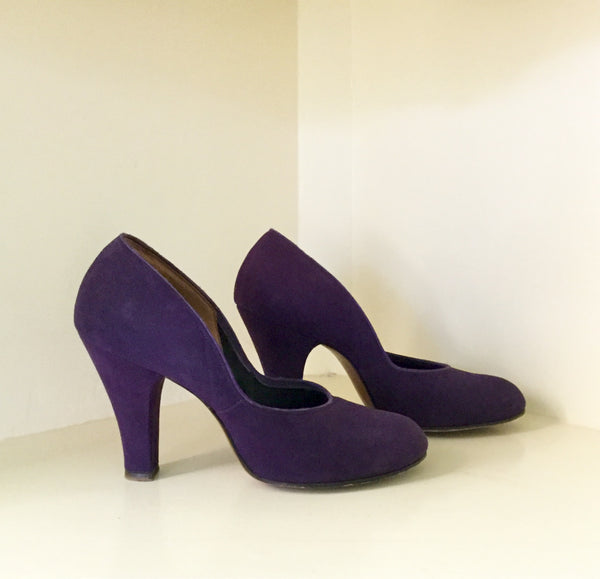 1940s Purple Suede Pumps