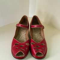 1950s Red Peeptoe Wedges