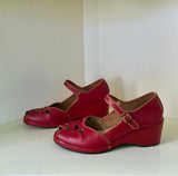 1950s Red Peeptoe Wedges