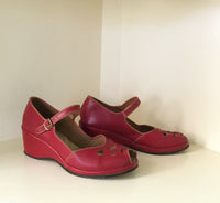 1950s Red Peeptoe Wedges