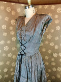1940s Lace Front Gingham Gown