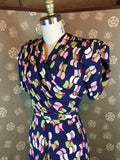 1940s Rayon Print Dress