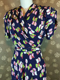 1940s Rayon Print Dress