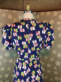 1940s Rayon Print Dress