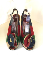 1940s Multicolored Peeptoe Pumps