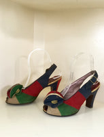 1940s Multicolored Peeptoe Pumps