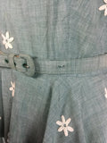 1940s Lanz Original Embroidered Chambray Dress