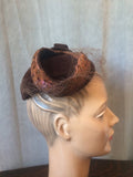 1940s Brown Hat with Feathers and Veil