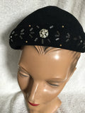 1950s Black Beaded Cap